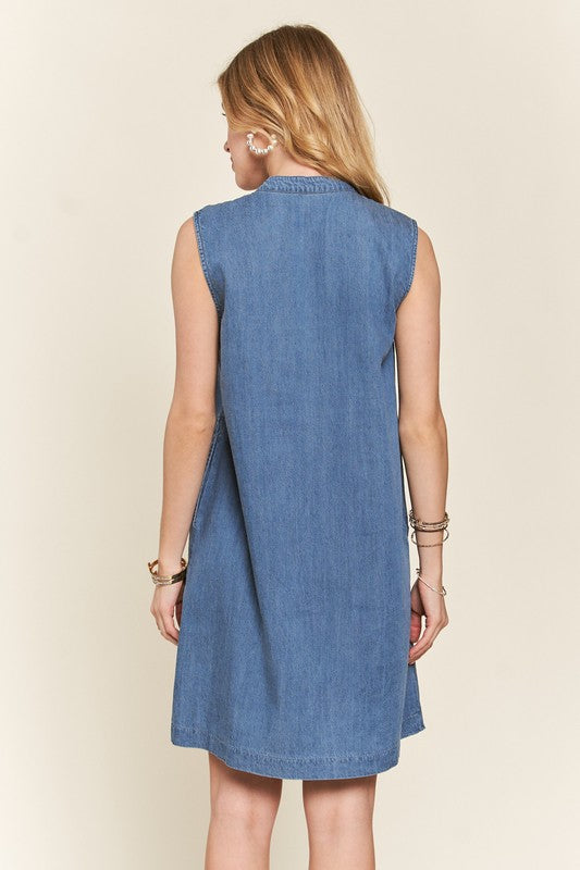 Sleeveless Denim Dress with Pockets