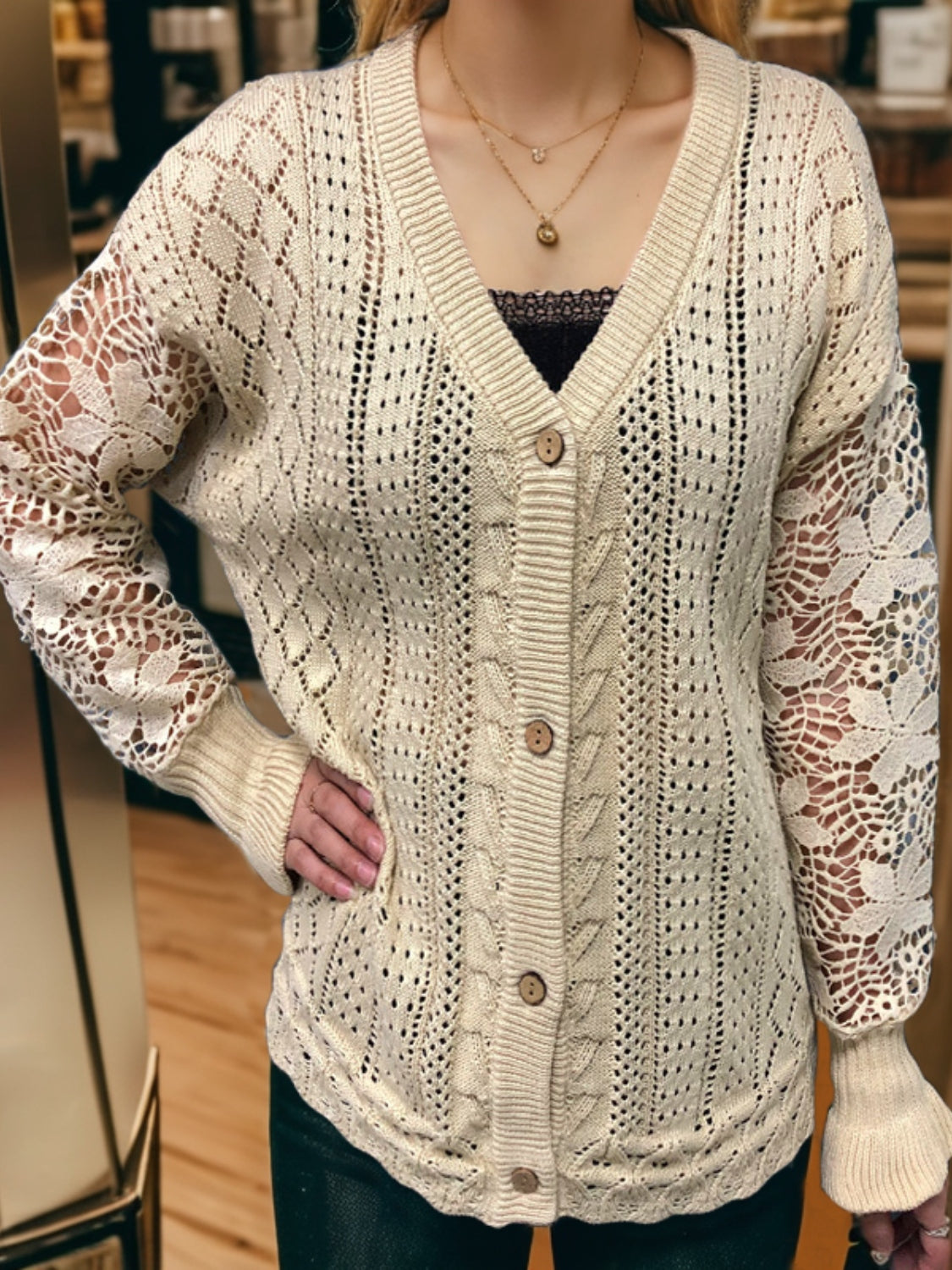 Lantern Sleeve Cardigan